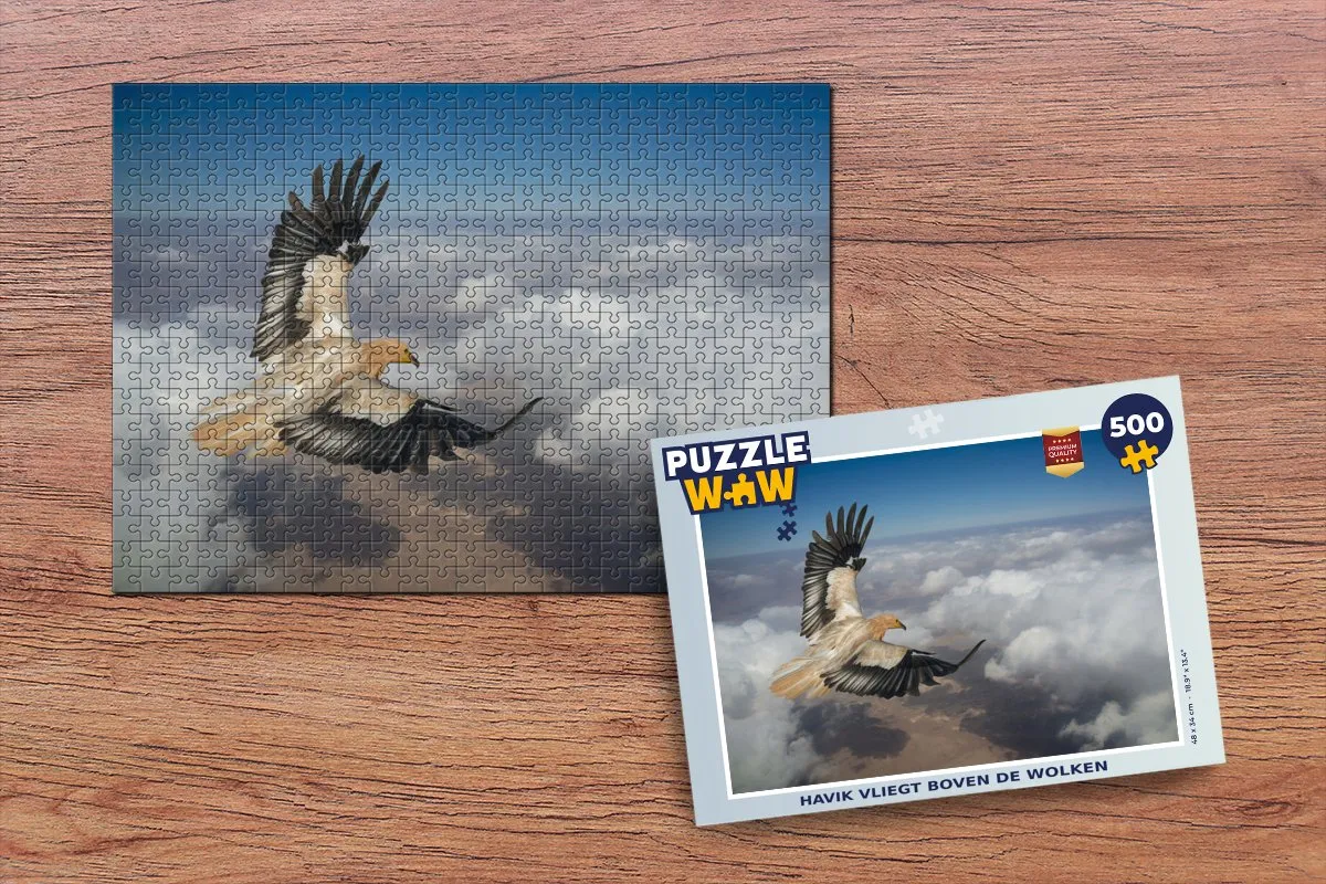 PuzzleWow Havik vliegt boven de wolken Legpuzzel 500 Stuks - Multicolor