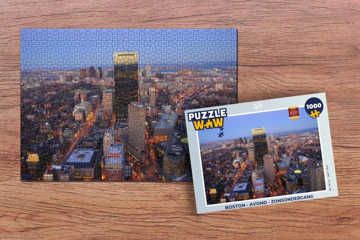 PuzzleWow Boston Avond Zonsondergang Legpuzzel 1000 Stuks - Multicolor