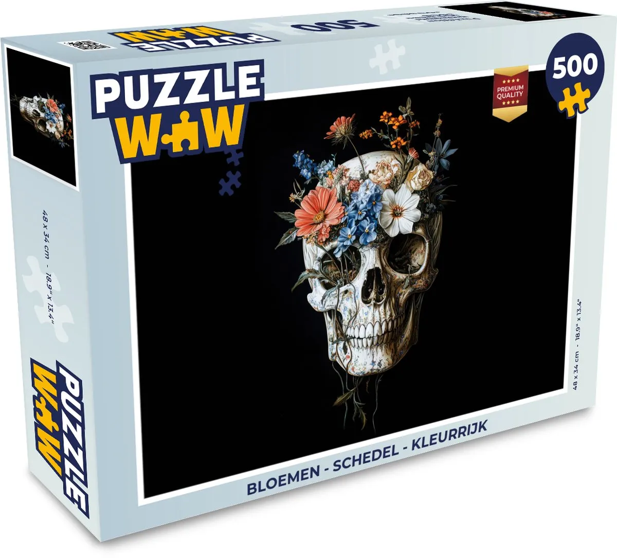 PuzzleWow Bloemen Schedel Legpuzzel 500 Stuks