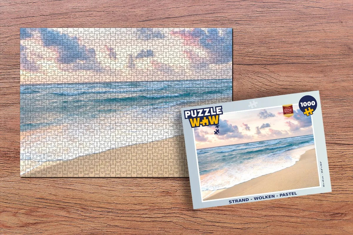 PuzzleWow Strand Wolken Pastel Legpuzzel 1000 Stuks - Multicolor