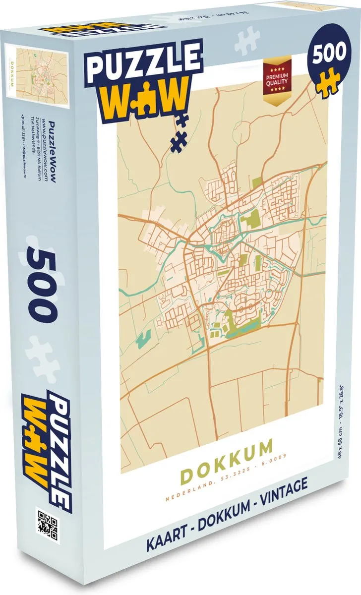 PuzzleWow Dokkum Vintage Legpuzzel 500 Stuks - Multicolor