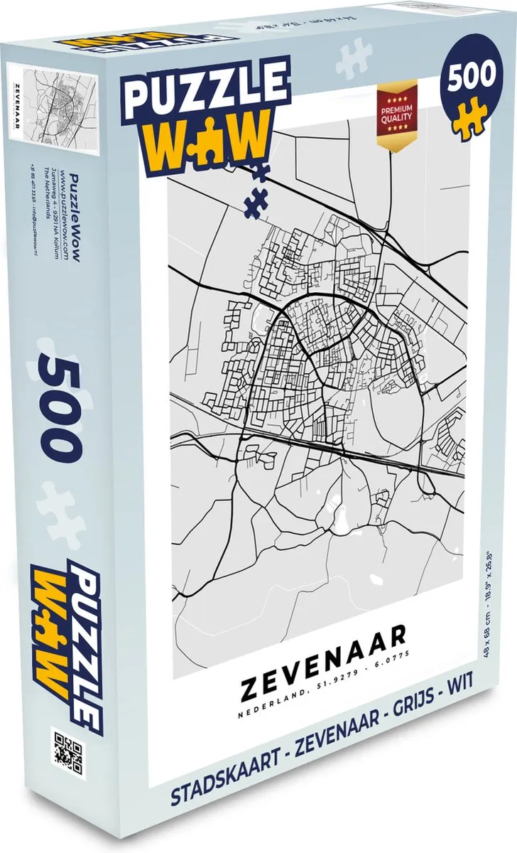 PuzzleWow Stadskaart Zevenaar Legpuzzel 500 Stuks