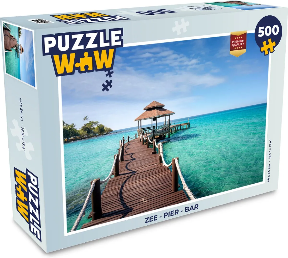 PuzzleWow Zee - Pier - Bar Legpuzzel 500 Stuks - Multicolor