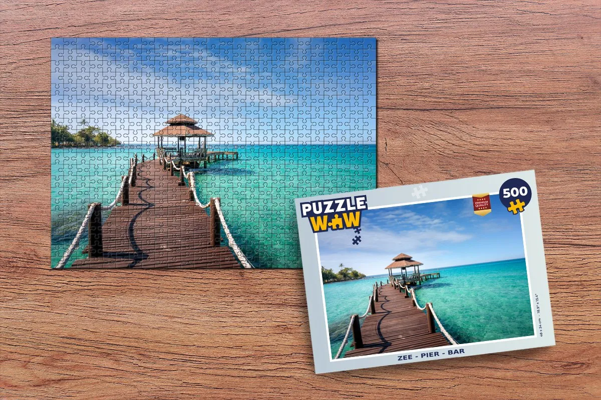 PuzzleWow Zee - Pier - Bar Legpuzzel 500 Stuks - Multicolor