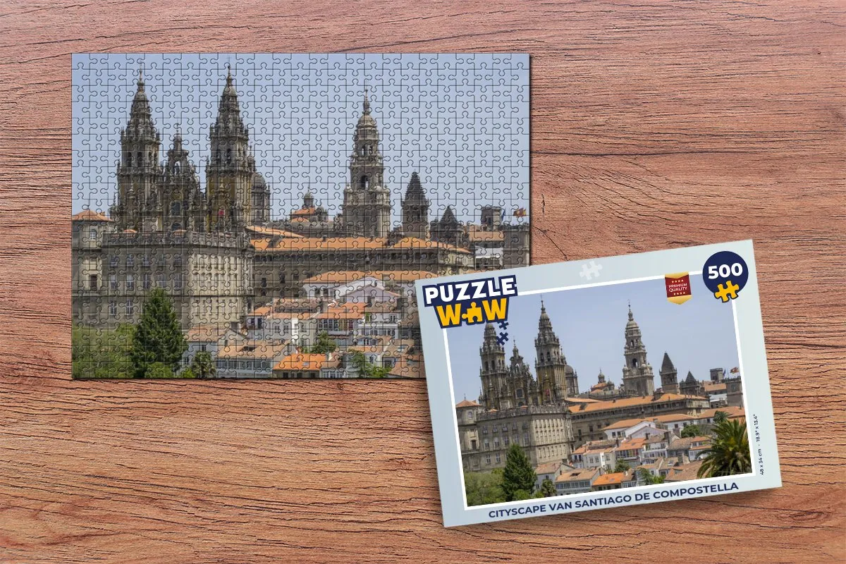 PuzzleWow Cityscape Santiago de Compostella Legpuzzel 500 Stuks - Multicolor