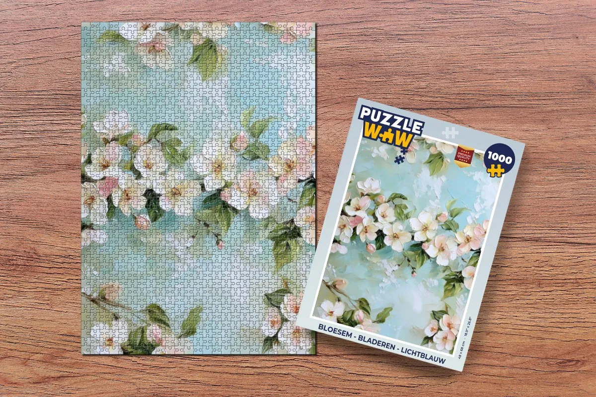 PuzzleWow Bloesem Legpuzzel 1000 Stuks - Lichtblauw