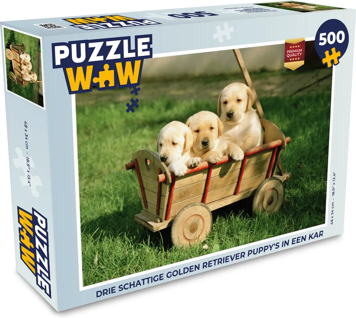 PuzzleWow Legpuzzel Golden Retriever Puppy's 500 Stuks