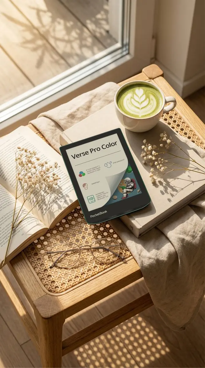 PocketBook Verse Pro Color PB634K3-A-WW E-reader - 6 inch Kaleido 3 - 16GB - Sage Glow - afbeelding 5 van 6