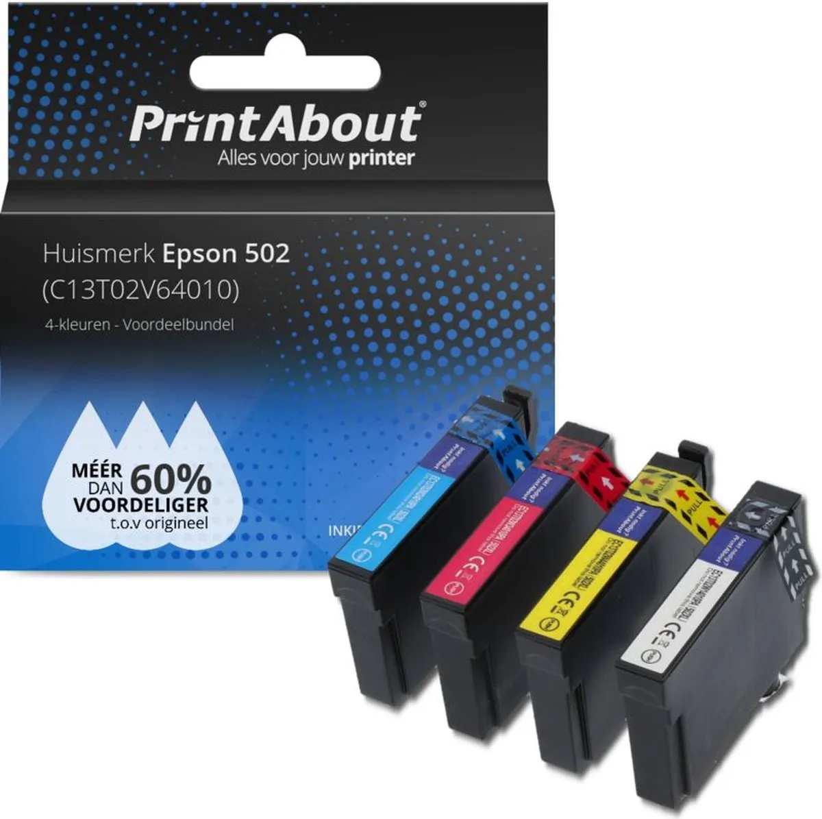 PrintAbout Epson 502 C13T02V64010 Inktcartridge 4-kleuren - 2.290 pagina's