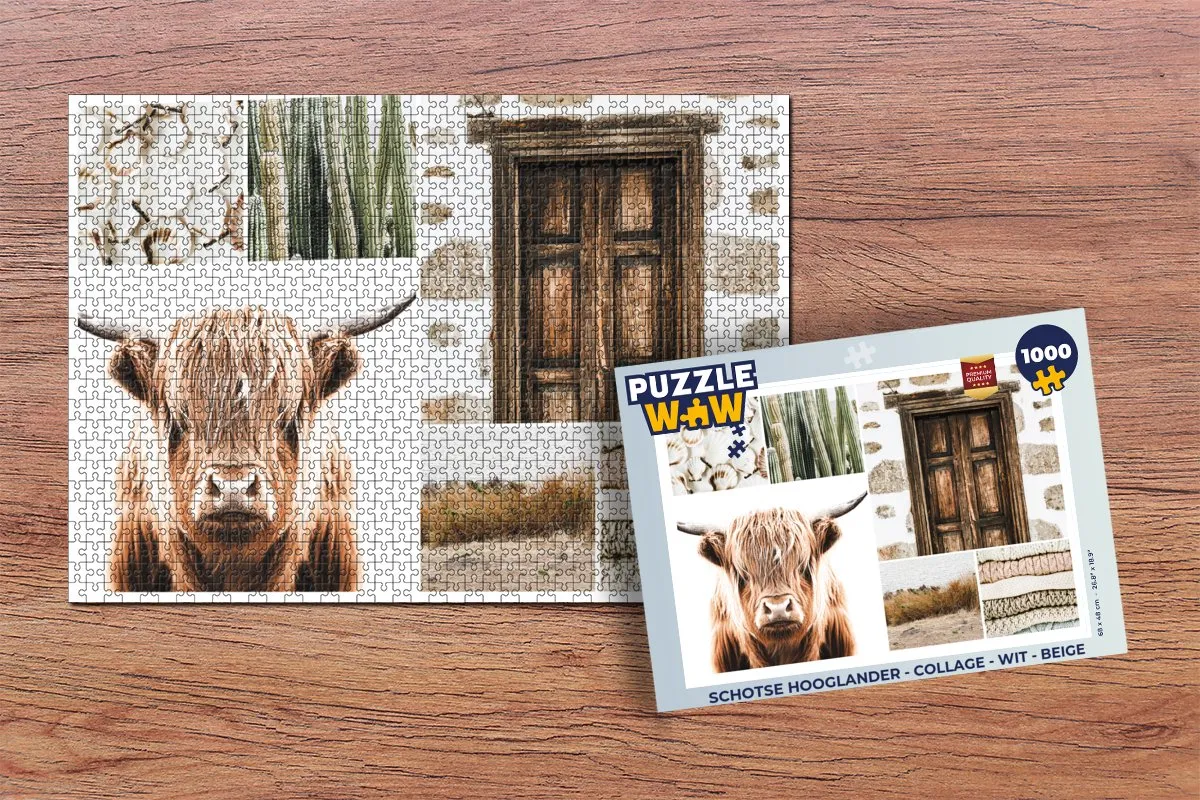 PuzzleWow Schotse Hooglander Legpuzzel 1000 Stuks - Multicolor