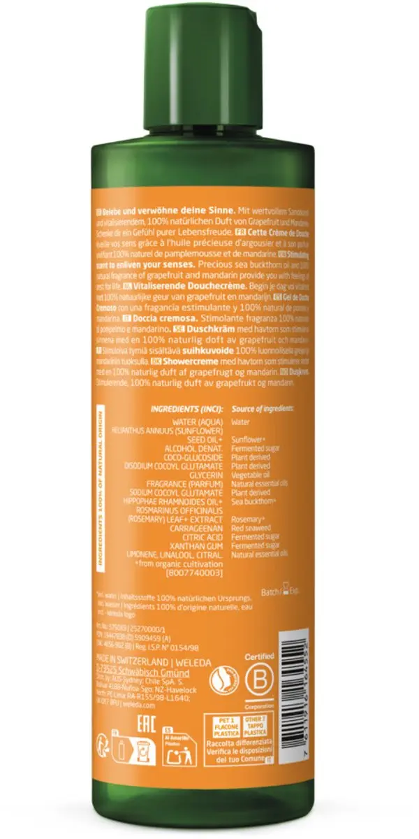 Weleda Duindoorn Douchecrème 1200ml - 3 Stuks - afbeelding 2 van 3
