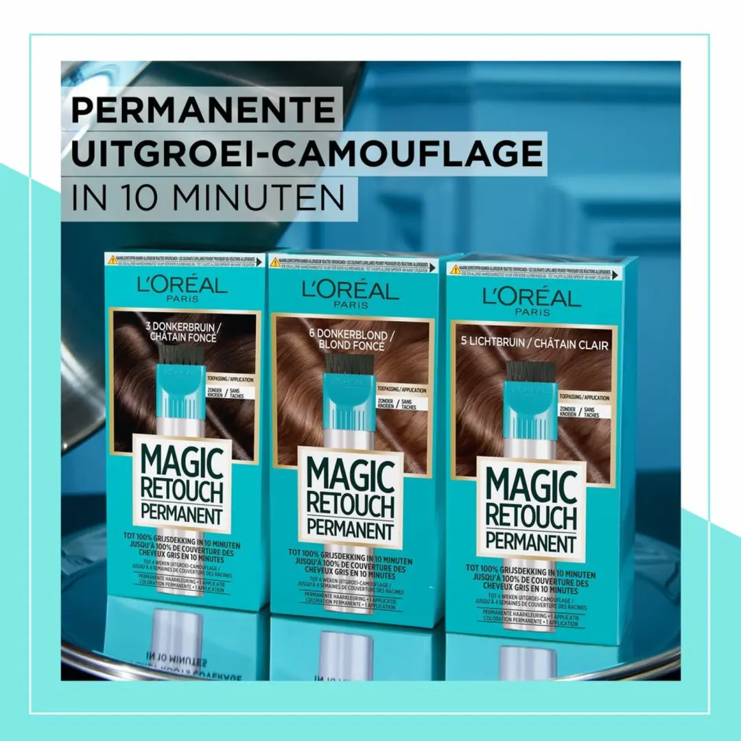 L'Oréal Paris Magic Retouch Permanent 4 Middenbruin - 2x95g - afbeelding 3 van 5