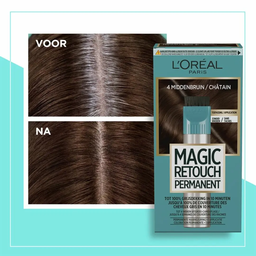 L'Oréal Paris Magic Retouch Permanent 4 Middenbruin - 2x95g - afbeelding 2 van 5