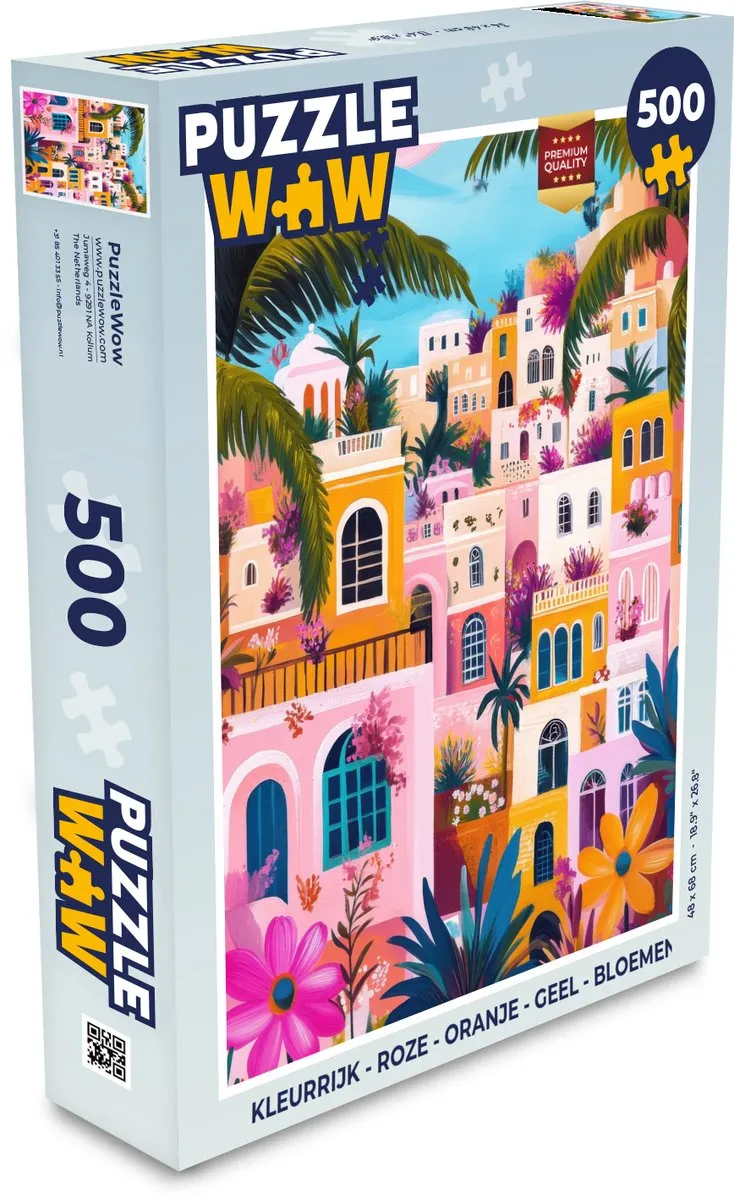 PuzzleWow Kleurrijk Bloemen Legpuzzel 500 Stuks - Roze/Oranje/Geel