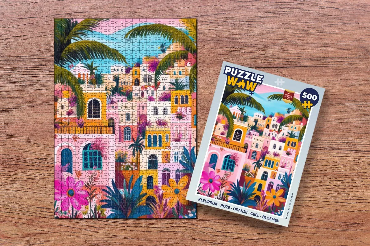 PuzzleWow Kleurrijk Bloemen Legpuzzel 500 Stuks - Roze/Oranje/Geel