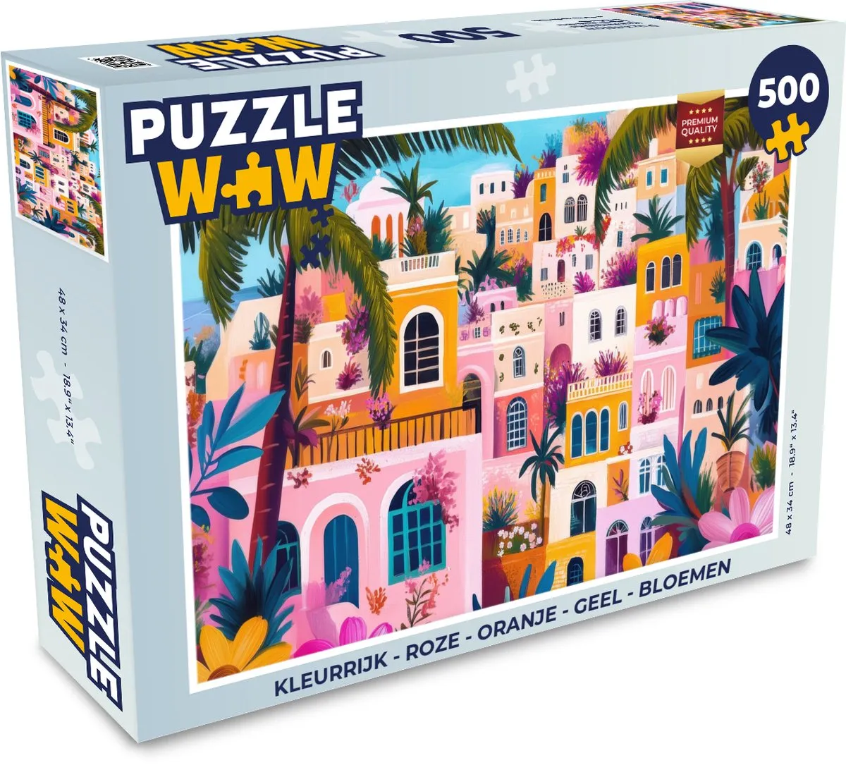 PuzzleWow Kleurrijk Bloemen Legpuzzel 500 Stuks - Roze/Oranje/Geel