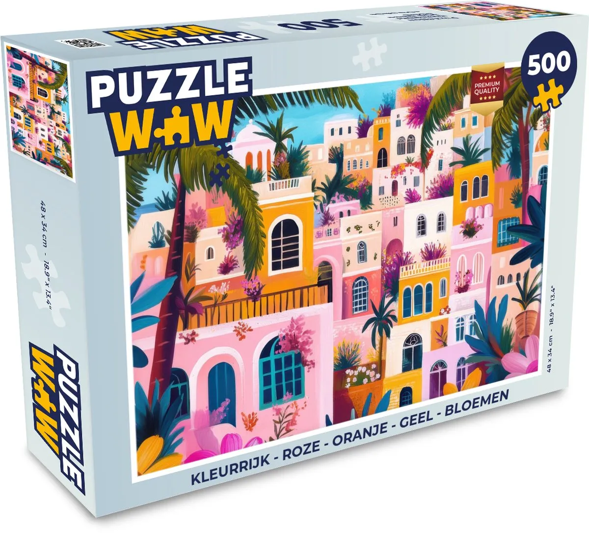 PuzzleWow Kleurrijk Bloemen Legpuzzel 500 Stuks - Roze/Oranje/Geel