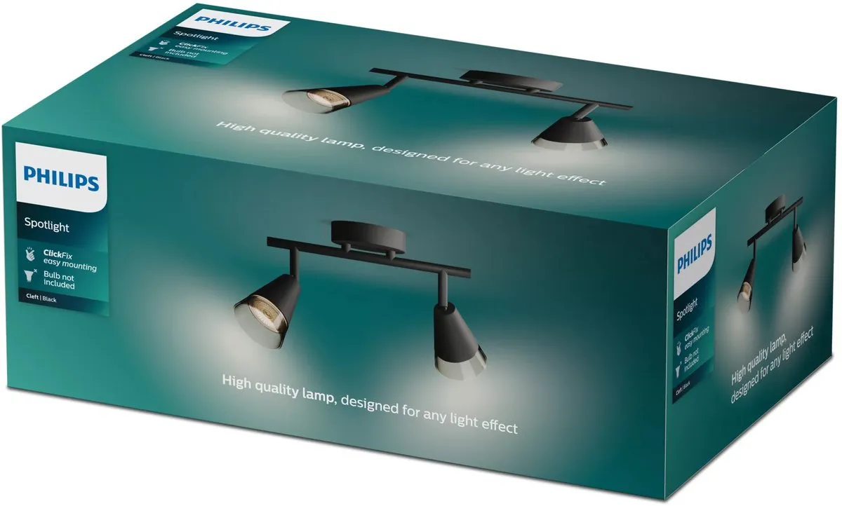 Philips Cleft Spot Plafondspot 2x5W - Zwart