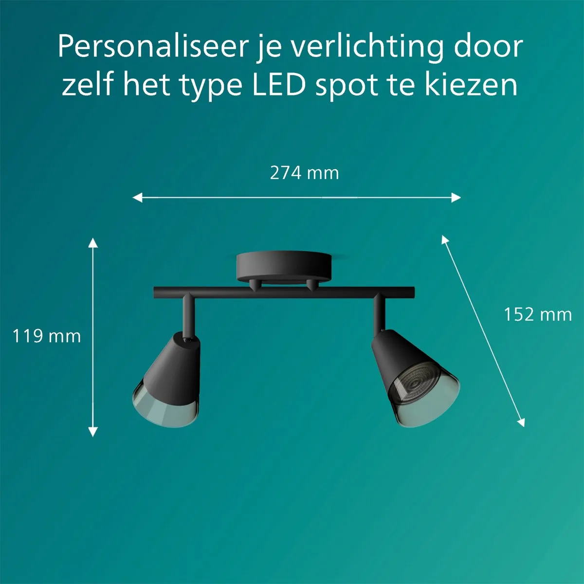 Philips Cleft Spot Plafondspot 2x5W - Zwart