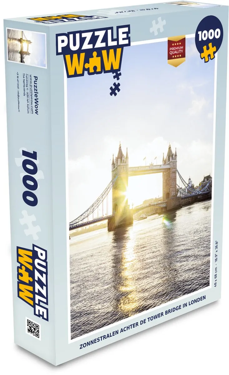 PuzzleWow Legpuzzel Zonnestralen Tower Bridge 1000 Stuks