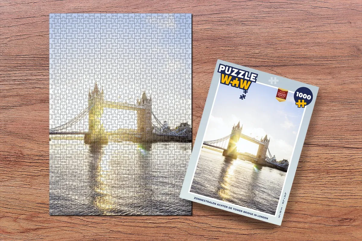 PuzzleWow Legpuzzel Zonnestralen Tower Bridge 1000 Stuks - Multicolor