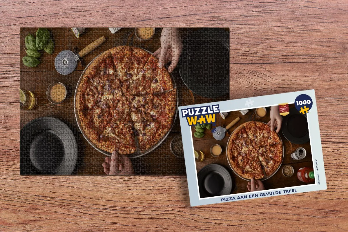 PuzzleWow Legpuzzel Pizza aan een gevulde tafel 1000 Stuks - Multicolor