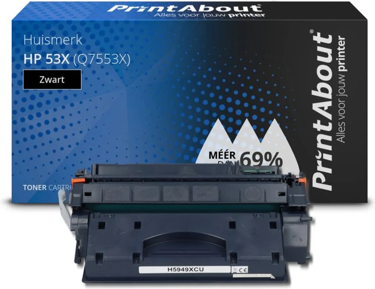 PrintAbout HP 53X Q7553X Toner Zwart - 7.750 pagina's