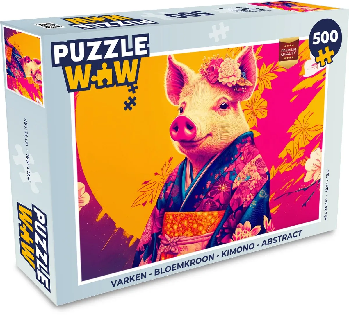 PuzzleWow Varken Legpuzzel 500 Stuks - Kimono Abstract