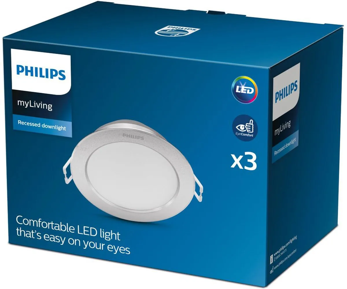 Philips LED Diamond Cut DL251 080 Inbouwspot 3.5W - 3 Stuks - Nikkel
