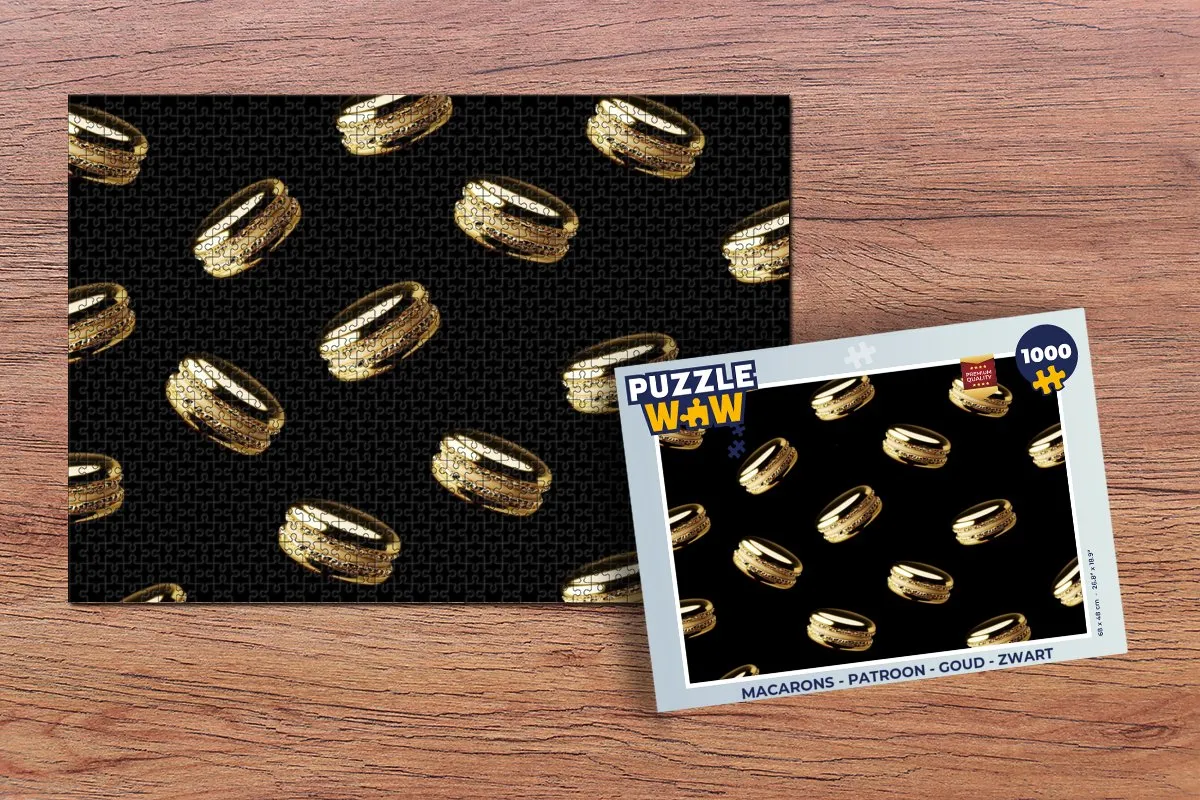 PuzzleWow Macarons Legpuzzel 1000 Stuks - Goud/Zwart