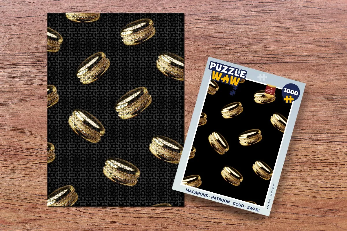 PuzzleWow Macarons Legpuzzel 1000 Stuks - Goud/Zwart