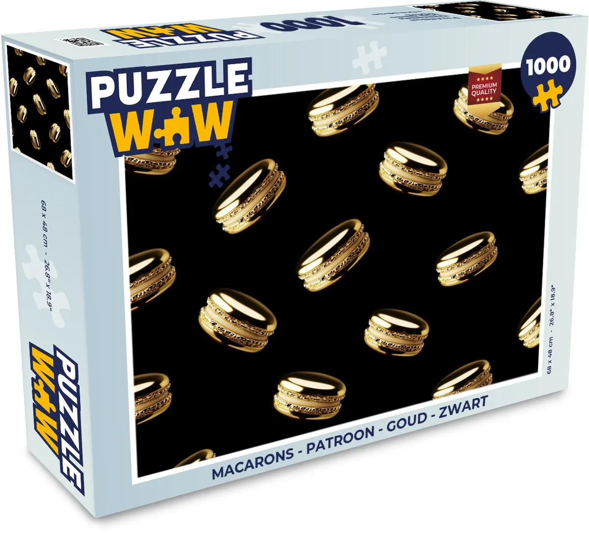 PuzzleWow Macarons Legpuzzel 1000 Stuks - Goud/Zwart