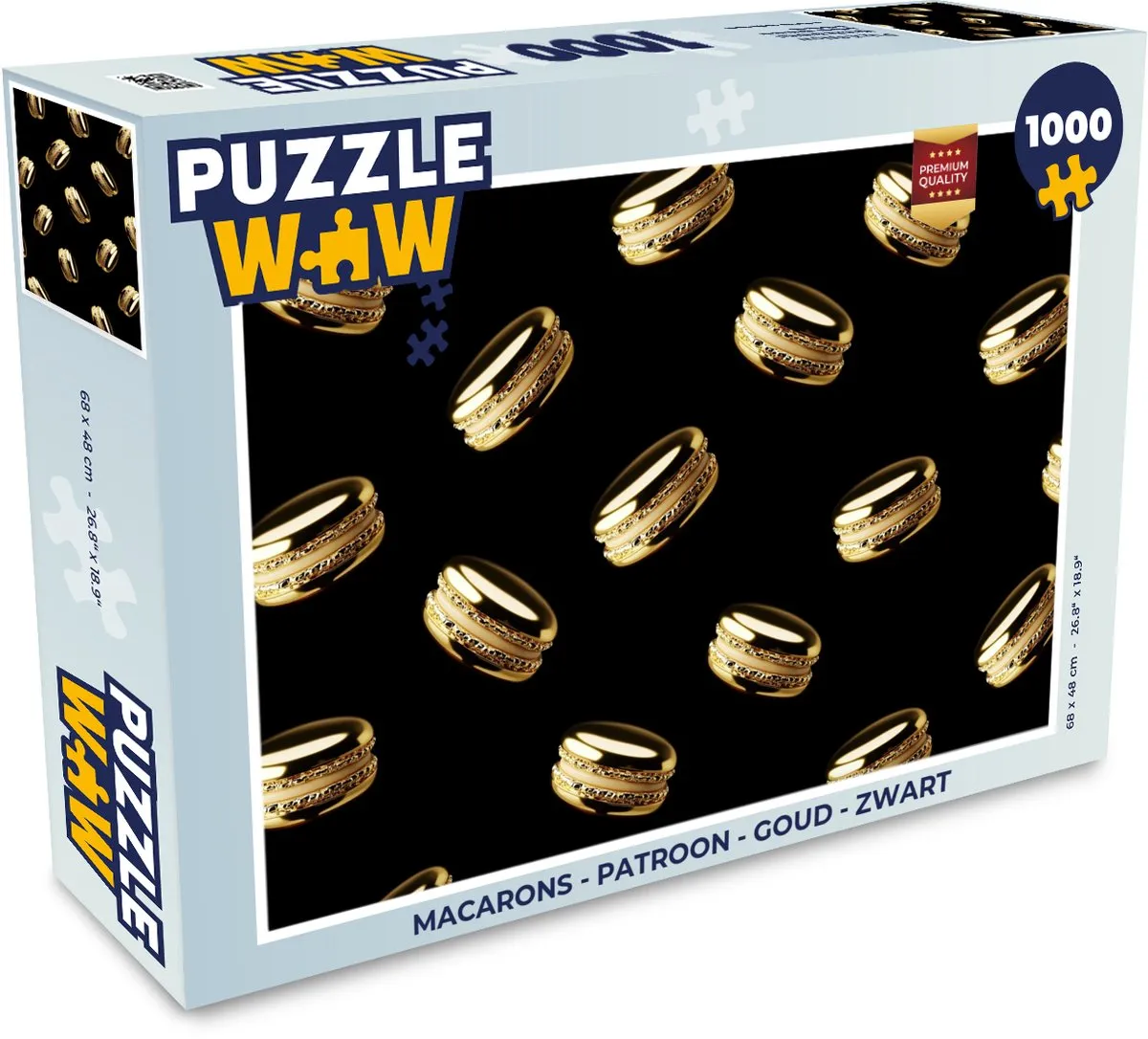 PuzzleWow Macarons Legpuzzel 1000 Stuks - Goud/Zwart