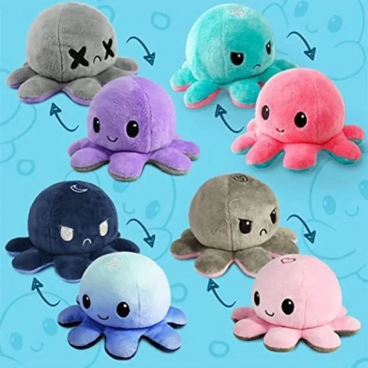 Topknuffels Octopus Mood Knuffel - 15cm - 3 Stuks