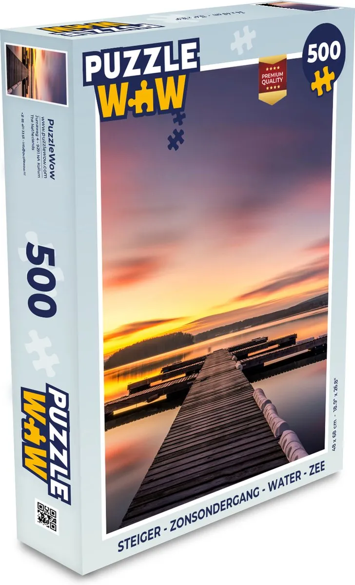 PuzzleWow Steiger Zonsondergang Water Zee Reflectie Legpuzzel 500 Stuks - Multicolor