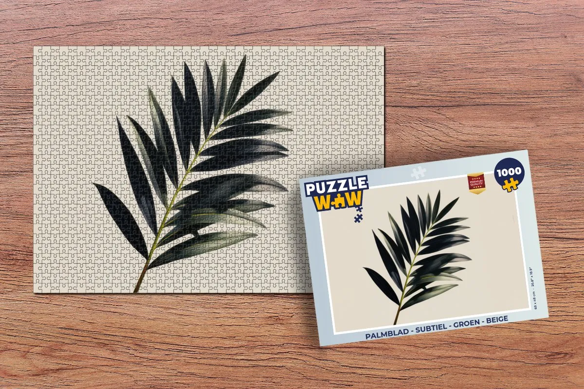PuzzleWow Palmblad Legpuzzel 1000 Stuks - Groen/Beige