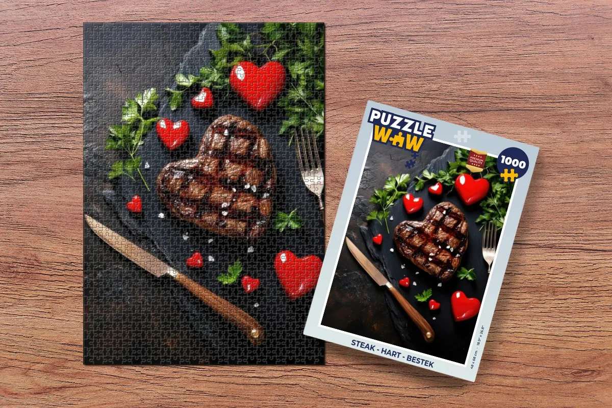 PuzzleWow Steak Hart Legpuzzel 1000 Stuks