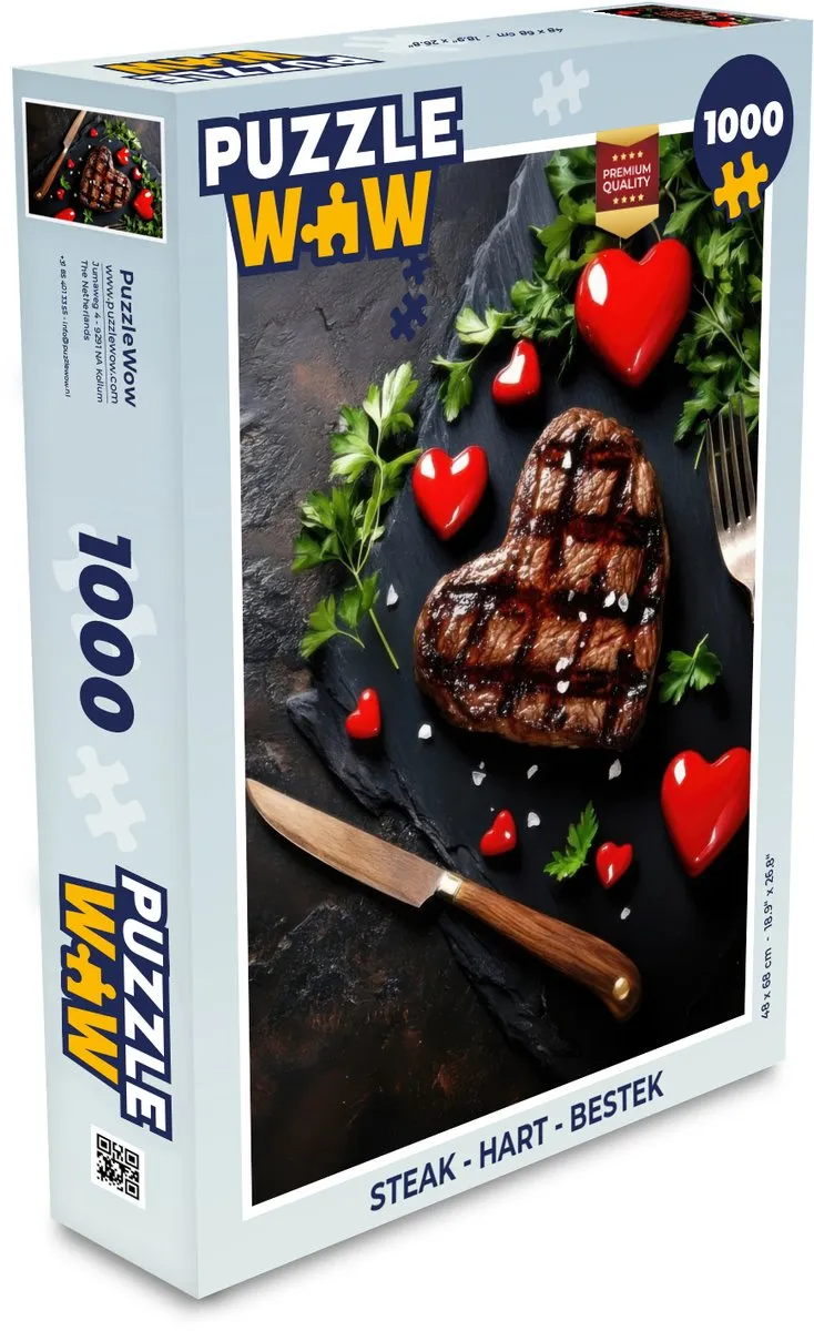 PuzzleWow Steak Hart Legpuzzel 1000 Stuks