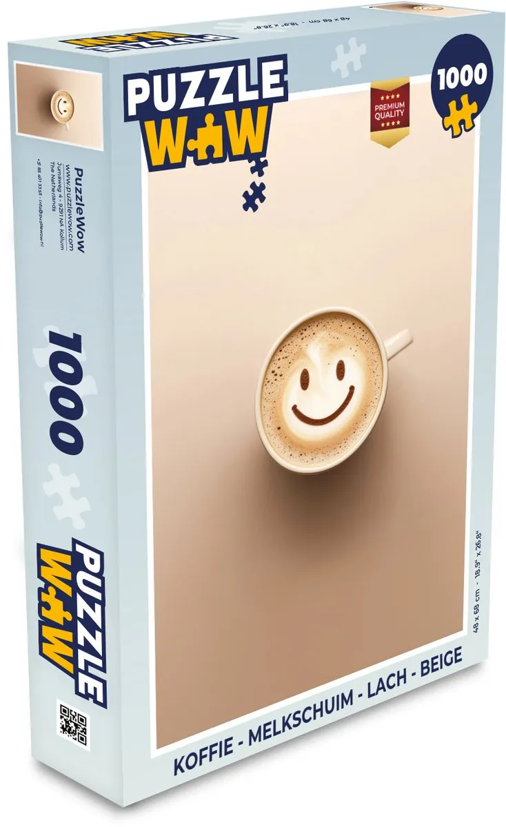 PuzzleWow Lach Koffie Puzzel 1000 Stuks - Beige