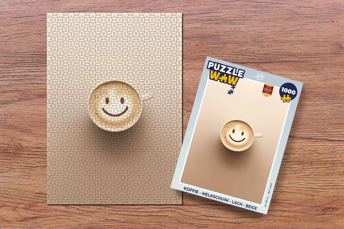 PuzzleWow Lach Koffie Puzzel 1000 Stuks - Beige