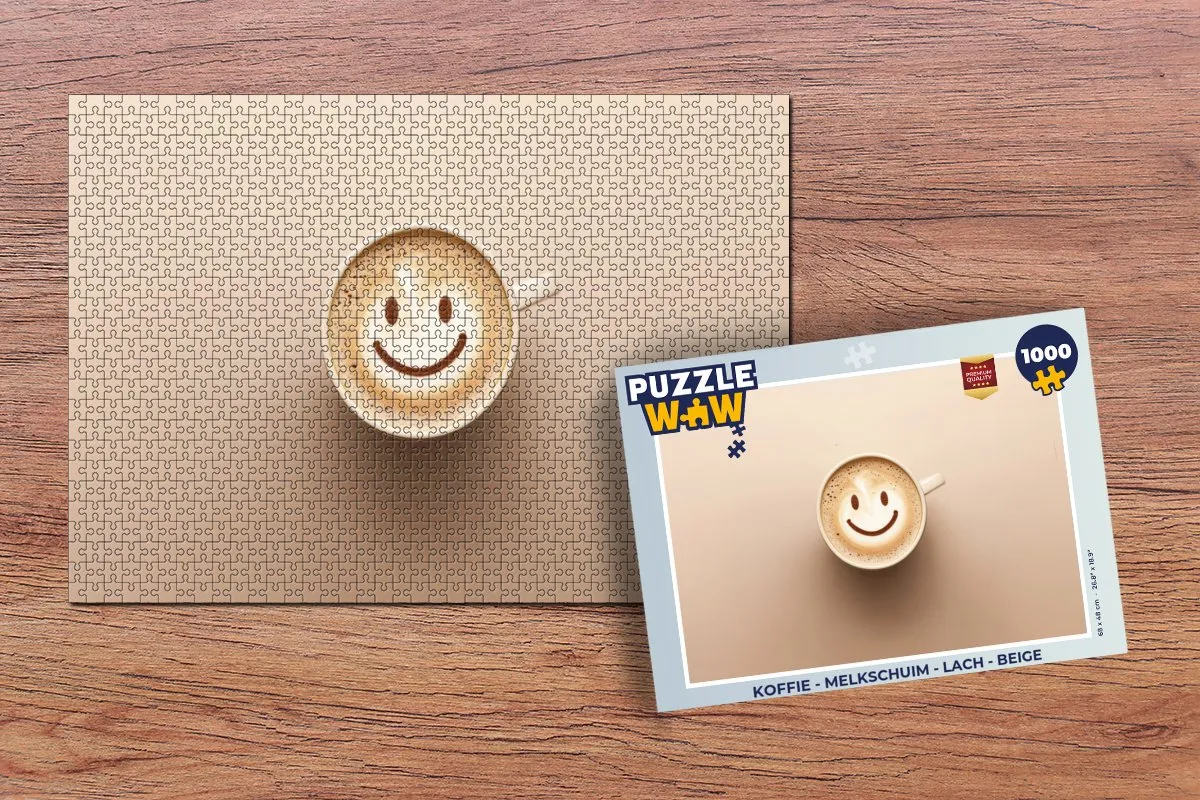 PuzzleWow Lach Koffie Puzzel 1000 Stuks - Beige