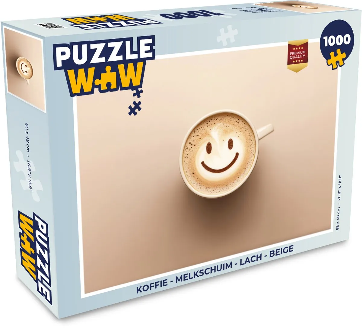 PuzzleWow Lach Koffie Puzzel 1000 Stuks - Beige