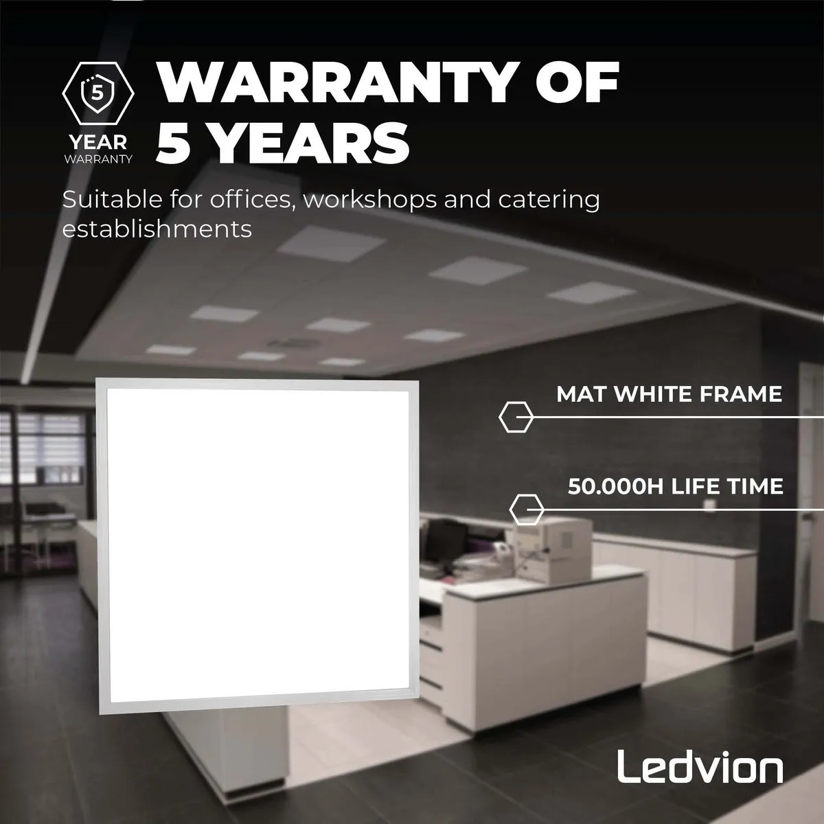 LEDVION 6X LED Paneel 60x60 36W 4000K - 6 Stuks