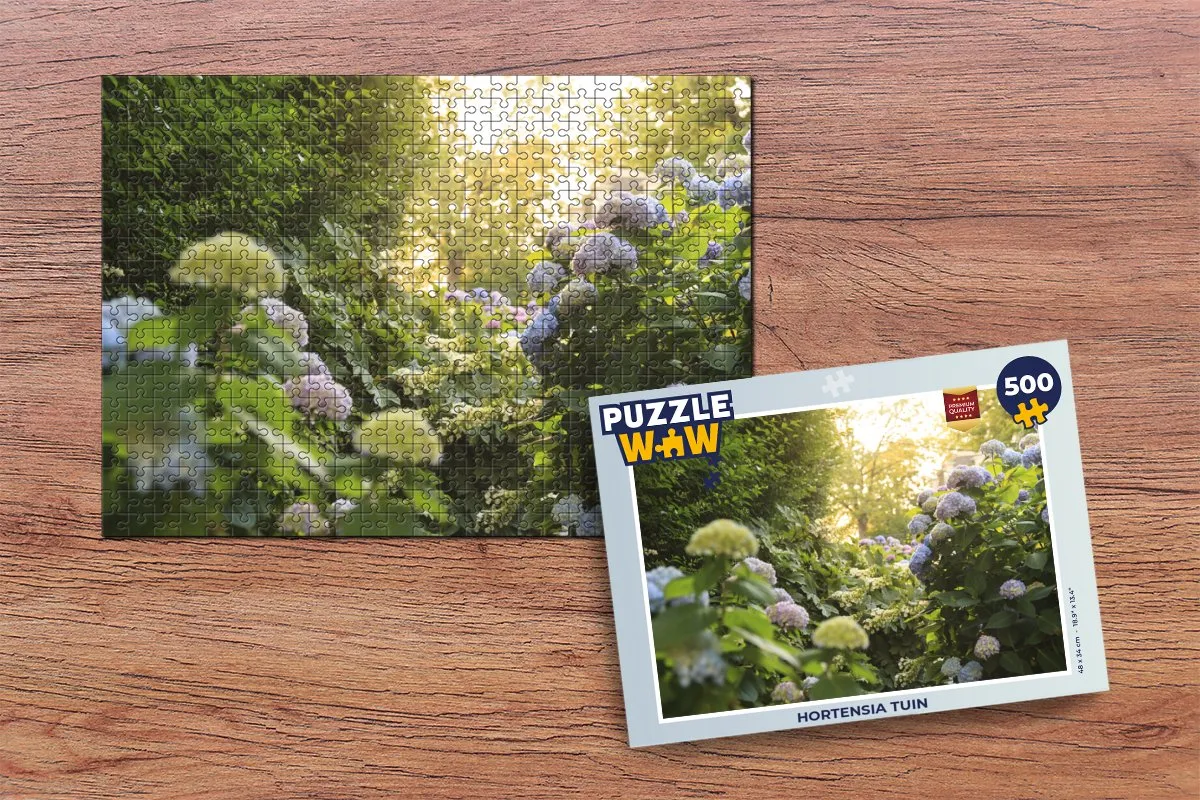 PuzzleWow Hortensia Tuin Legpuzzel 500 Stuks - Multicolor