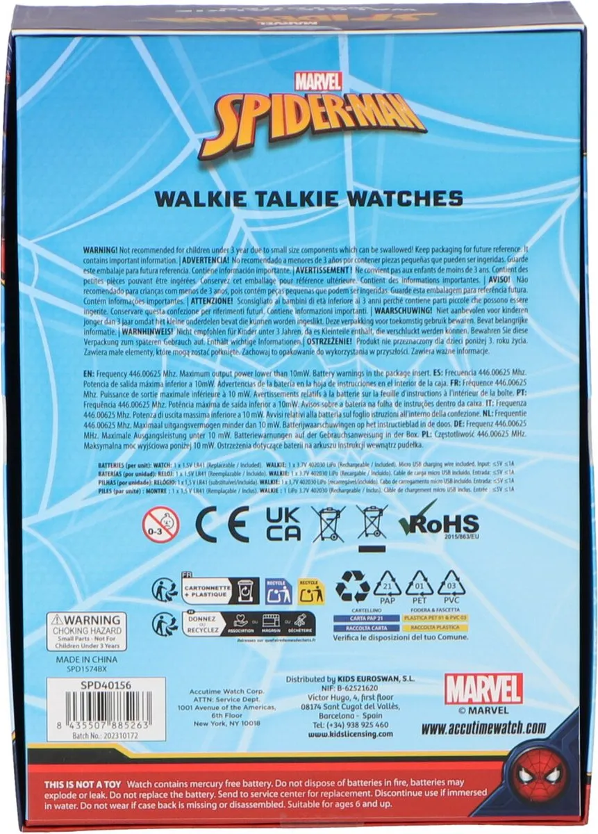 Spider-Man Walkie Talkie Horloge - Multi Colour
