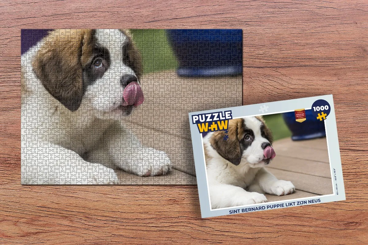 PuzzleWow Sint Bernard Puppie Legpuzzel 1000 Stuks - Multicolor