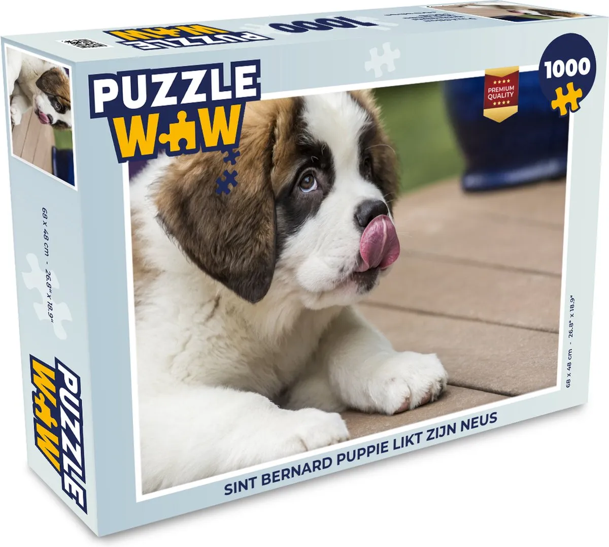PuzzleWow Sint Bernard Puppie Legpuzzel 1000 Stuks - Multicolor