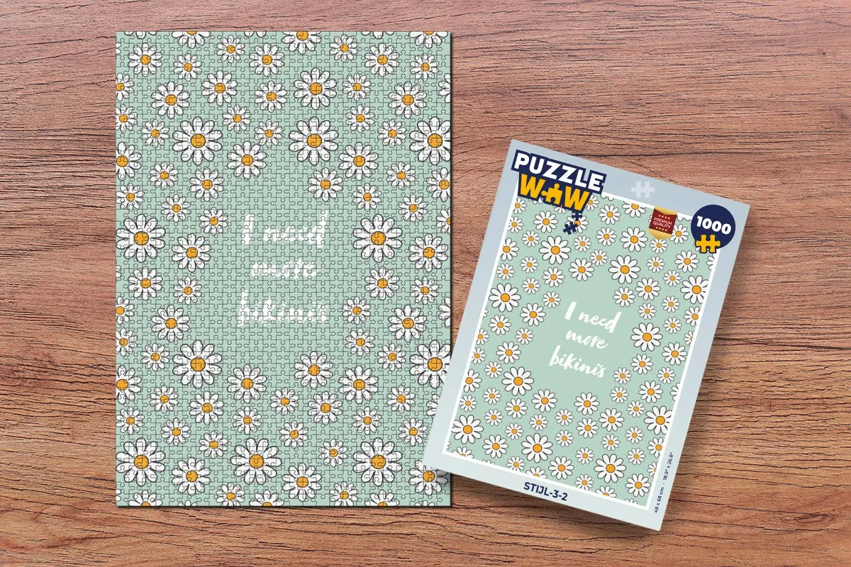 PuzzleWow Quotes I need more bikini's Bloemen Legpuzzel 1000 Stuks - Multicolor