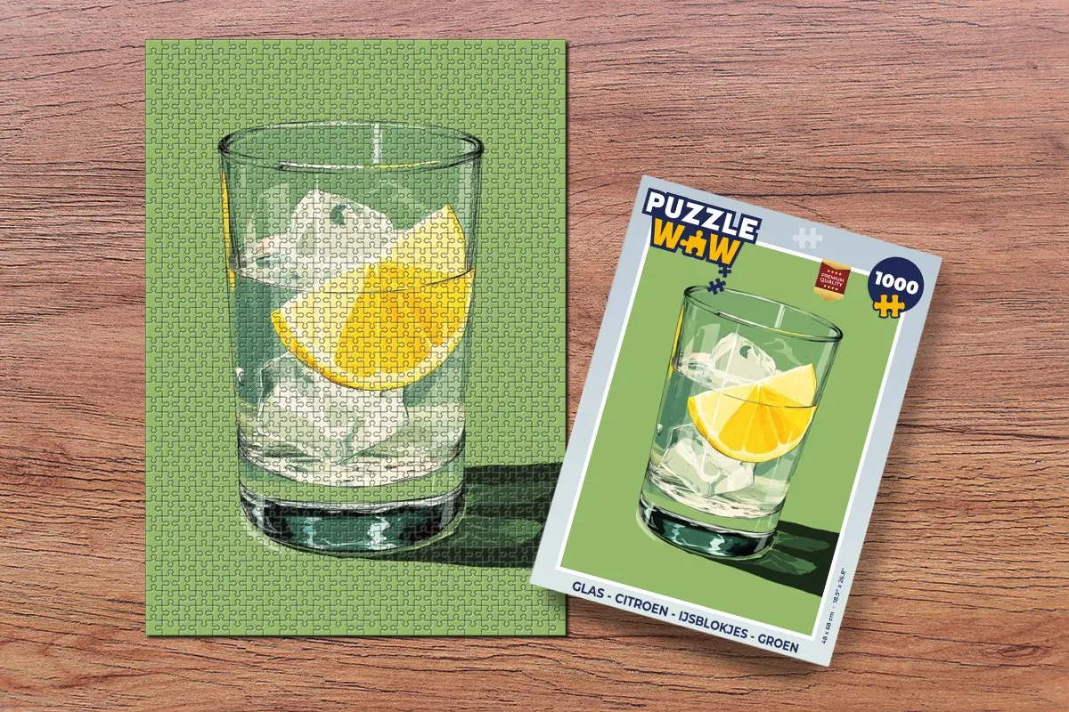 PuzzleWow Glas IJsblokjes Citroen Legpuzzel 1000 Stuks