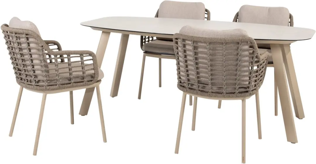 4 Seasons Outdoor Manolo Tafel 180x95cm - 4x Puglia Stoelen Latte - afbeelding 2 van 2